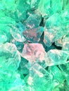 Green quartz stone, glass blocks