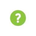 Green question mark sign in green circle icon. Help symbol. FAQ sign.