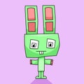 Green Rabbit Robot Talk About Science Vector