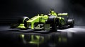 Green Racing Car In Dark Room: Realistic And Hyper-detailed Rendering