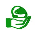 Green Racing helmet icon isolated on transparent background. Extreme sport. Sport equipment. Royalty Free Stock Photo