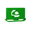 Green Racing helmet icon isolated on transparent background. Extreme sport. Sport equipment. Royalty Free Stock Photo