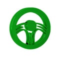 Green Racing steering wheel icon isolated on transparent background. Car wheel icon.