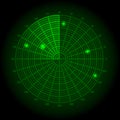 Green radar screen. Vector illustration. Royalty Free Stock Photo