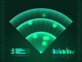 Green radar screen. Vector illustration for your design. Technology background. Futuristic user interface. HUD. Royalty Free Stock Photo