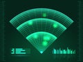 Green radar screen. Vector illustration for your design. Technology background. Futuristic user interface. HUD.