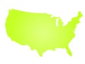 Green radial gradient silhouette map of United States of America, aka USA. Vector illustration