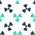 Green Radioactive icon isolated seamless pattern on white background. Radioactive toxic symbol. Radiation Hazard sign. Vector Royalty Free Stock Photo