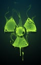 Green radioactive sign with smoke effect
