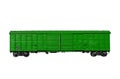 green rail car isolated on a white background. Freight transport Royalty Free Stock Photo