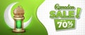 Green Ramadan Sale Banner with Realistic Lantern