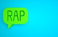 Green Rap music icon isolated on blue background. Minimalism concept. 3D render illustration Royalty Free Stock Photo