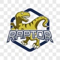 Raptor dinosaur isolated on transparent background. vector illustration Royalty Free Stock Photo