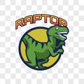 Raptor dinosaur isolated on transparent background. vector illustration Royalty Free Stock Photo