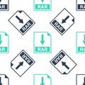 Green RAR file document icon. Download RAR button icon isolated seamless pattern on white background. Vector Royalty Free Stock Photo