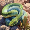 Green Rat Snake in the Desert Royalty Free Stock Photo