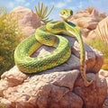 Green Rat Snake in the Desert Royalty Free Stock Photo