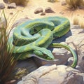 Green Rat Snake in the Desert Royalty Free Stock Photo