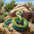 The Green Rat Snake in its natural desert habitat. Royalty Free Stock Photo