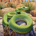 The Green Rat Snake in its natural desert habitat. Royalty Free Stock Photo