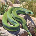 The Green Rat Snake in its natural desert habitat. Royalty Free Stock Photo