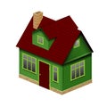 Green realistic house in perspective geometry view isolated on w