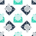 Green Received message concept. Envelope icon isolated seamless pattern on white background. New, email incoming message Royalty Free Stock Photo