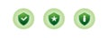 Green recommended secured verified logo shield with checklist lock and star isolated badge illustration