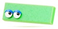 Green rectangle 3d character - cute geometric shape with blue eyes. Abstract basic geometry figure funny icon for children Royalty Free Stock Photo