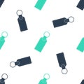 Green Rectangular key chain with ring for key icon isolated seamless pattern on white background. Vector