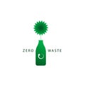 Green recyclable logo zero waste icon. Vector recycle reuse sign, eco pictogram for your design