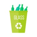 Green Recycle Garbage Bin with Glass