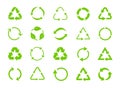 Green recycle icons. Set of symbols recycling