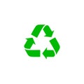 Green recycle sign Vector icon. Trash symbol. Eco bio waste concept. Arrow sign isolated on white, flat design for web Royalty Free Stock Photo