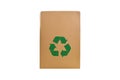 Green recycle symbol on box paper cardboard isolated on white Royalty Free Stock Photo