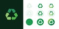 Green Recycle Symbol Icon Set in Various Styles Royalty Free Stock Photo