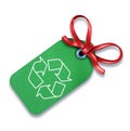 Green recycle tag bow sign environmental eco Royalty Free Stock Photo