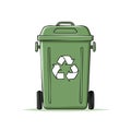 Green recycling bin container with recycle logo, isolated vector illustration Royalty Free Stock Photo
