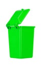 Green recycling bin with open lid isolated on white background. Trash bin. File contains clipping path Royalty Free Stock Photo