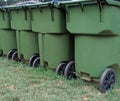 Green Recycling containers on grass