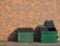 Green recycling dumpsters Royalty Free Stock Photo