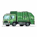 Green Recycling Garbage Truck Vector Illustration Royalty Free Stock Photo