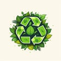 Green Recycling Plant Leaves Arrow Button Logo Recycle Compost Symbol Environmental Waste Rubbish Design Garbage Graphic Royalty Free Stock Photo