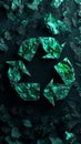 Green Recycling Symbol Surrounded by Rocks, Eco-Friendly Waste Management Concept Royalty Free Stock Photo