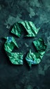 Green Recycling Symbol Surrounded by Rocks, Eco-Friendly Waste Management Concept Royalty Free Stock Photo