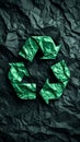 Green Recycling Symbol Surrounded by Rocks, Eco-Friendly Waste Management Concept Royalty Free Stock Photo