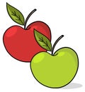 Red and green apples illustration on white background