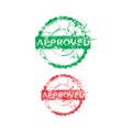 green and red approved dirty grunge circle stamp vector illustration