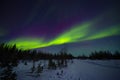 Green and Red Arcs of Northern Lights Royalty Free Stock Photo