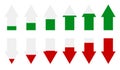 Green, red arrow level indicators. Arrows as performance markers